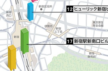 池袋・新宿・渋谷 他 - 東京オフィスビル竣工マップ 【2013年版】